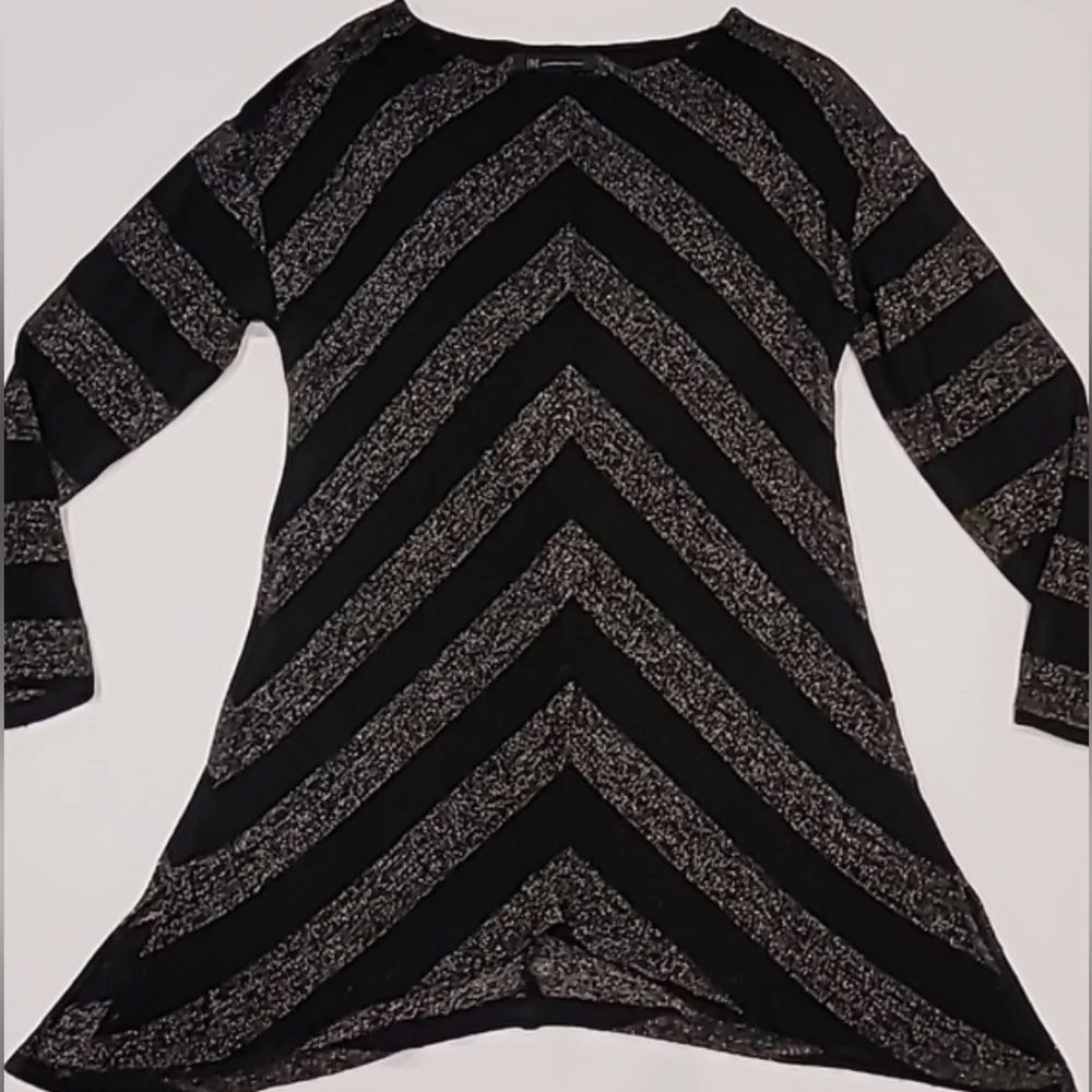 INC International Concepts Metallic Asymmetrical Semi Sheer Tunic Black Medium - Picture 5 of 12
